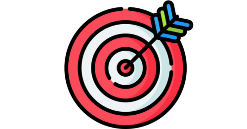 Red and white bullseye target with arrow in the middle